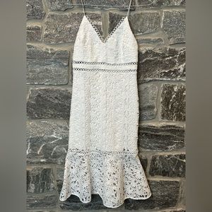 LAUNDRY (Shelly Segal) White Crochet Lace Dress, Mermaid Style, size Medium 6